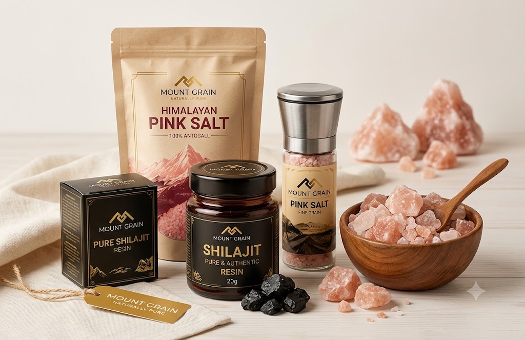 Retail packaged salt and shilajit pouches
