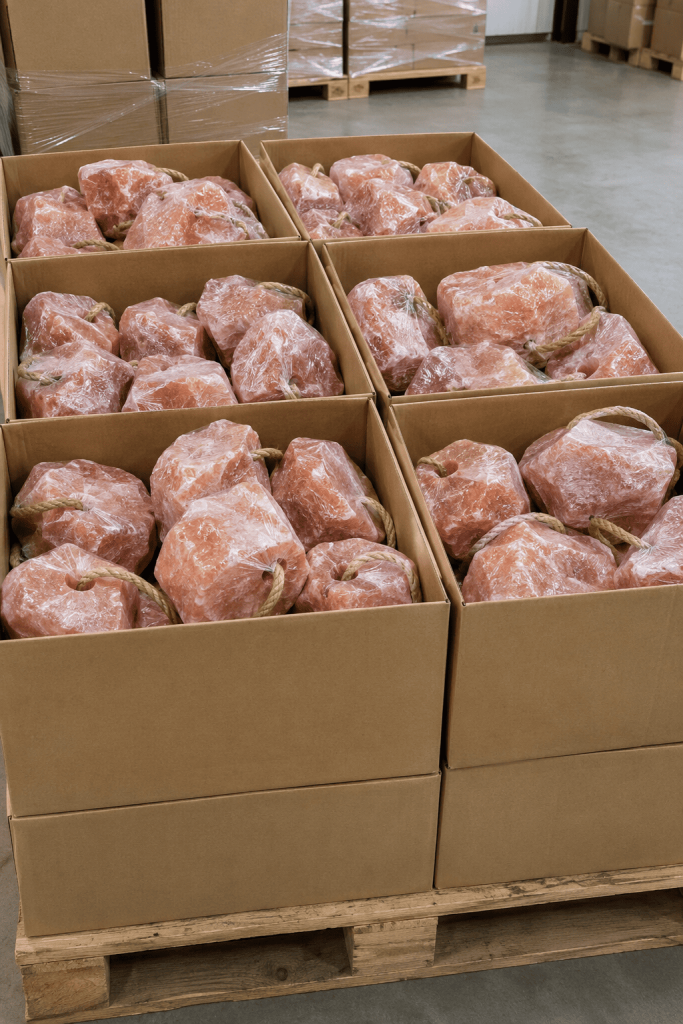 Himalayan salt licks packed in cartons for wholesale export