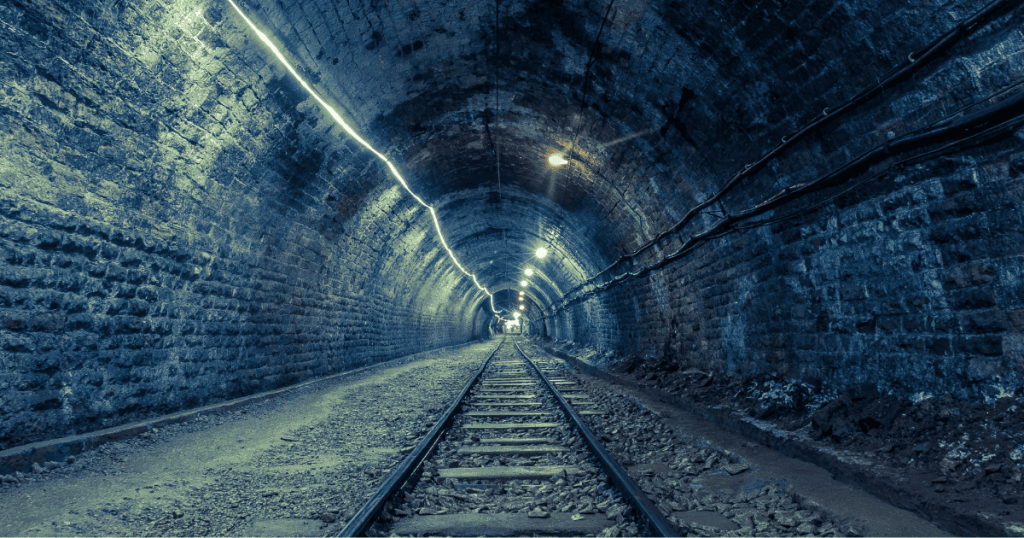 Inside the Khewra Salt Mine tunnel with salt walls
