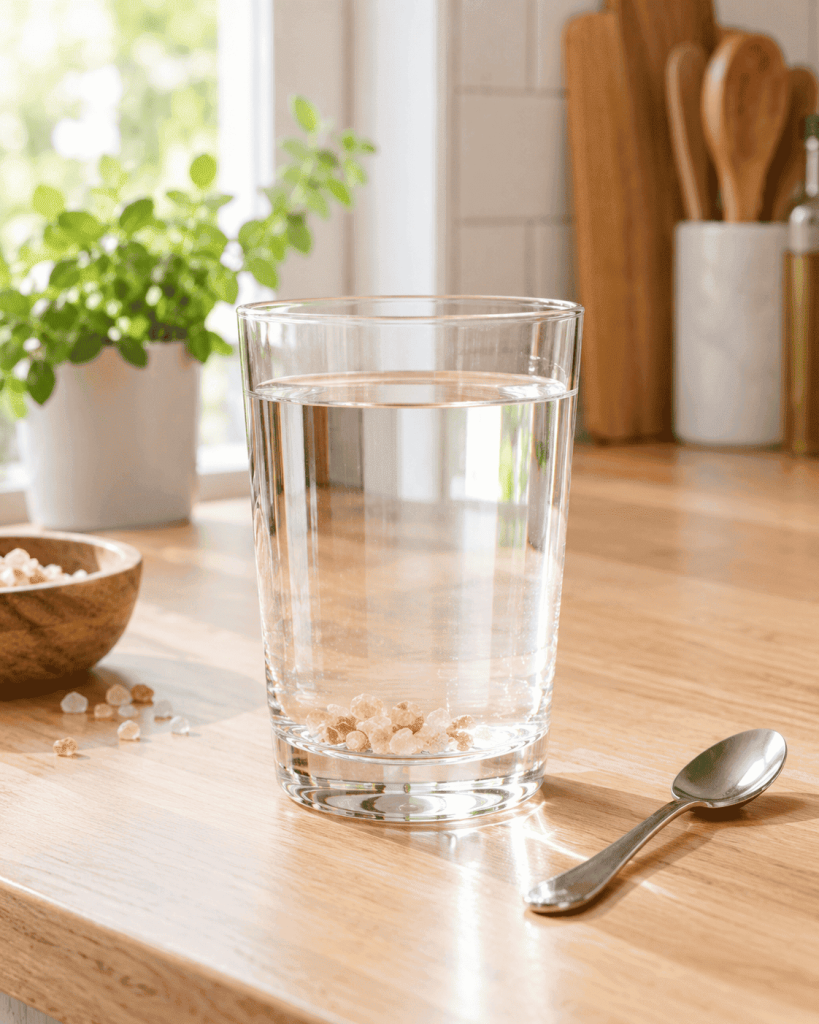 Water test for checking rock salt quality and sediment
